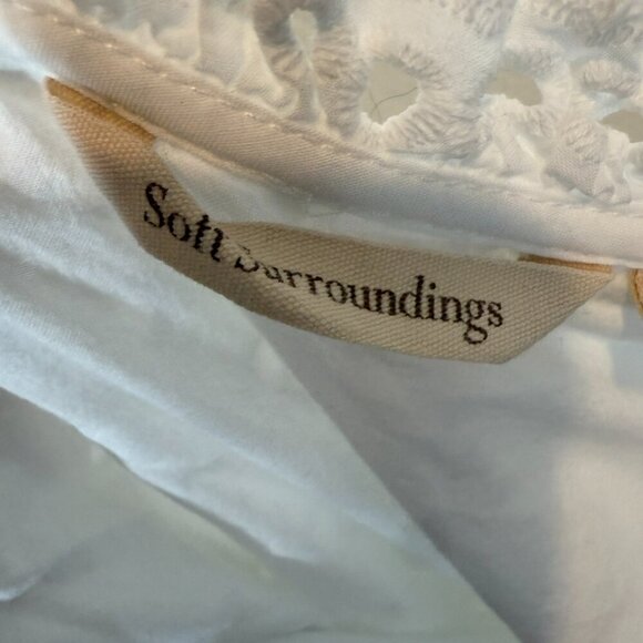 Soft Surroundings White Midi Dress Eyelet City of Gardens Cotton Large - Picture 7 of 10